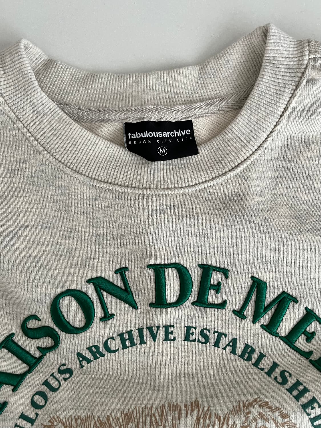 M) 패블러스 아카이브 크롭 맨투맨 오트밀 상품이미지3