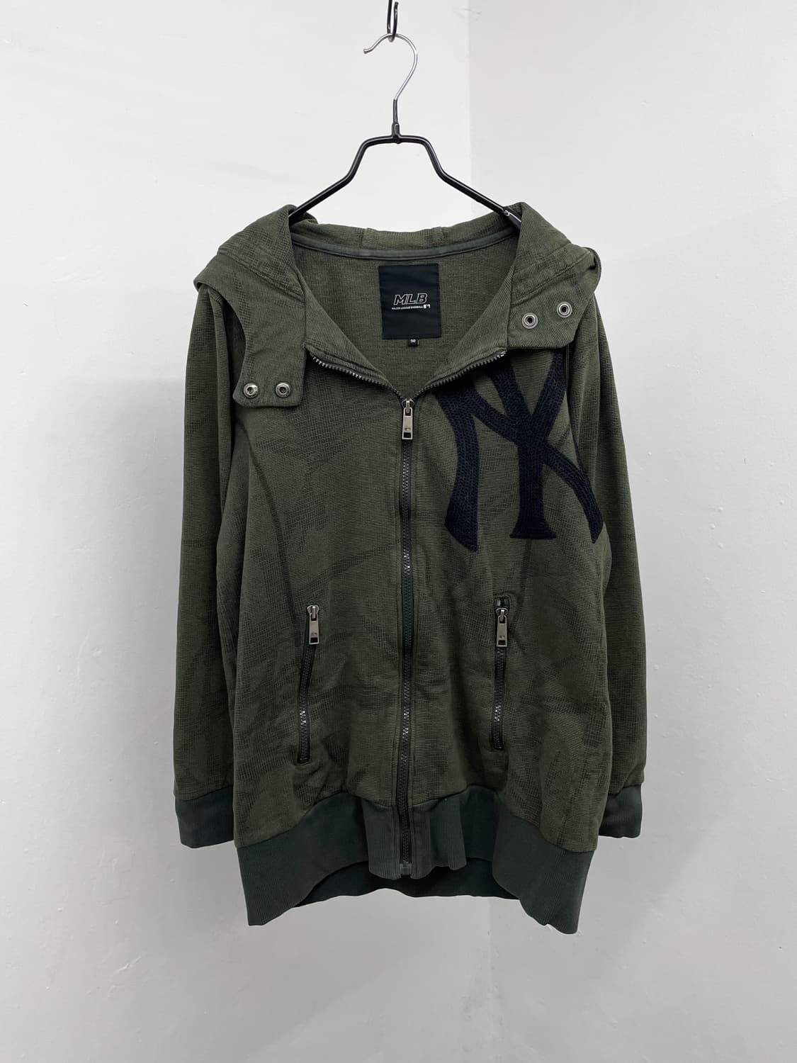 mlb 카키 그런지 후드집업 상품이미지7