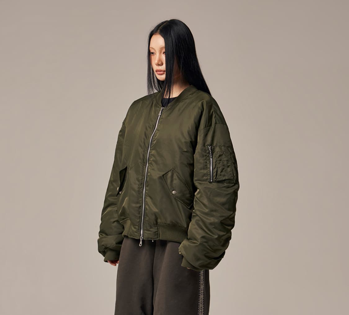 아이돈워너셀 봄버 ma-1 카키 상품이미지3