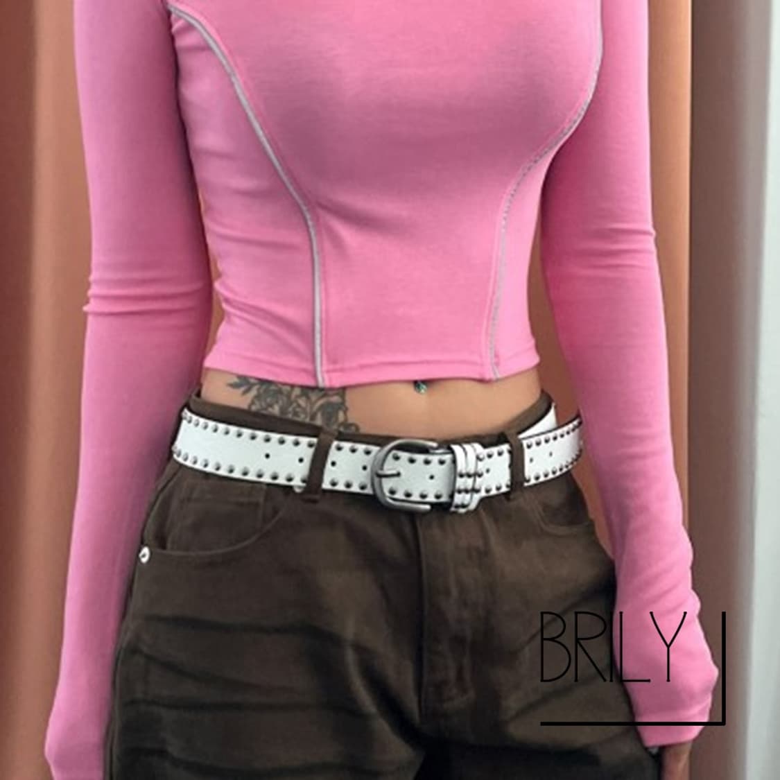[Unisex] LUV더블 아일렛 스터드 y2k 레트로 가죽 벨트 상품이미지8