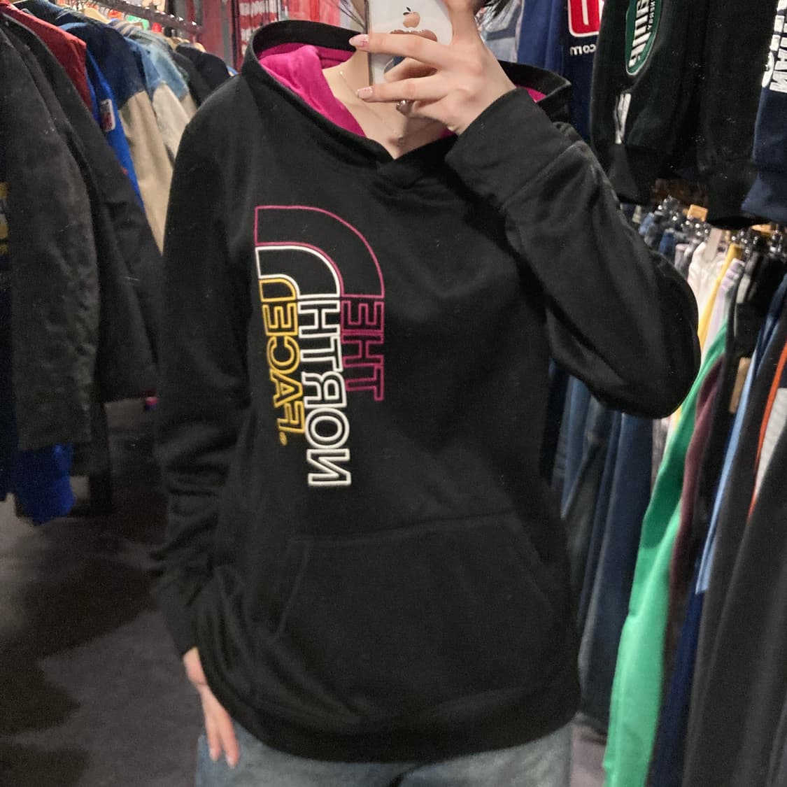 [IM] 노스페이스 로고 후드 블랙 상품이미지3