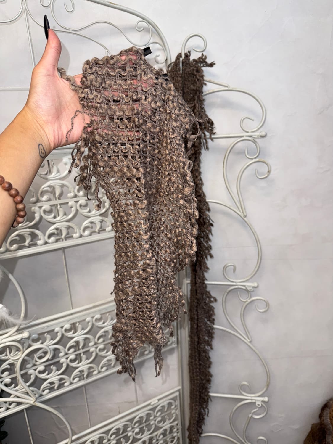 Ash brown bohemian grunge knit muffler 상품이미지4