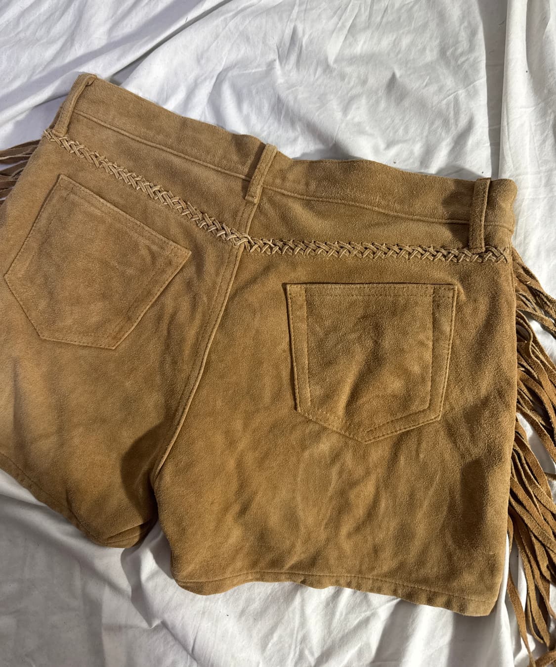 Goa 프린지 램 스웨이드 쇼츠 y2k 히피 보헤미안 웨스턴 상품이미지5