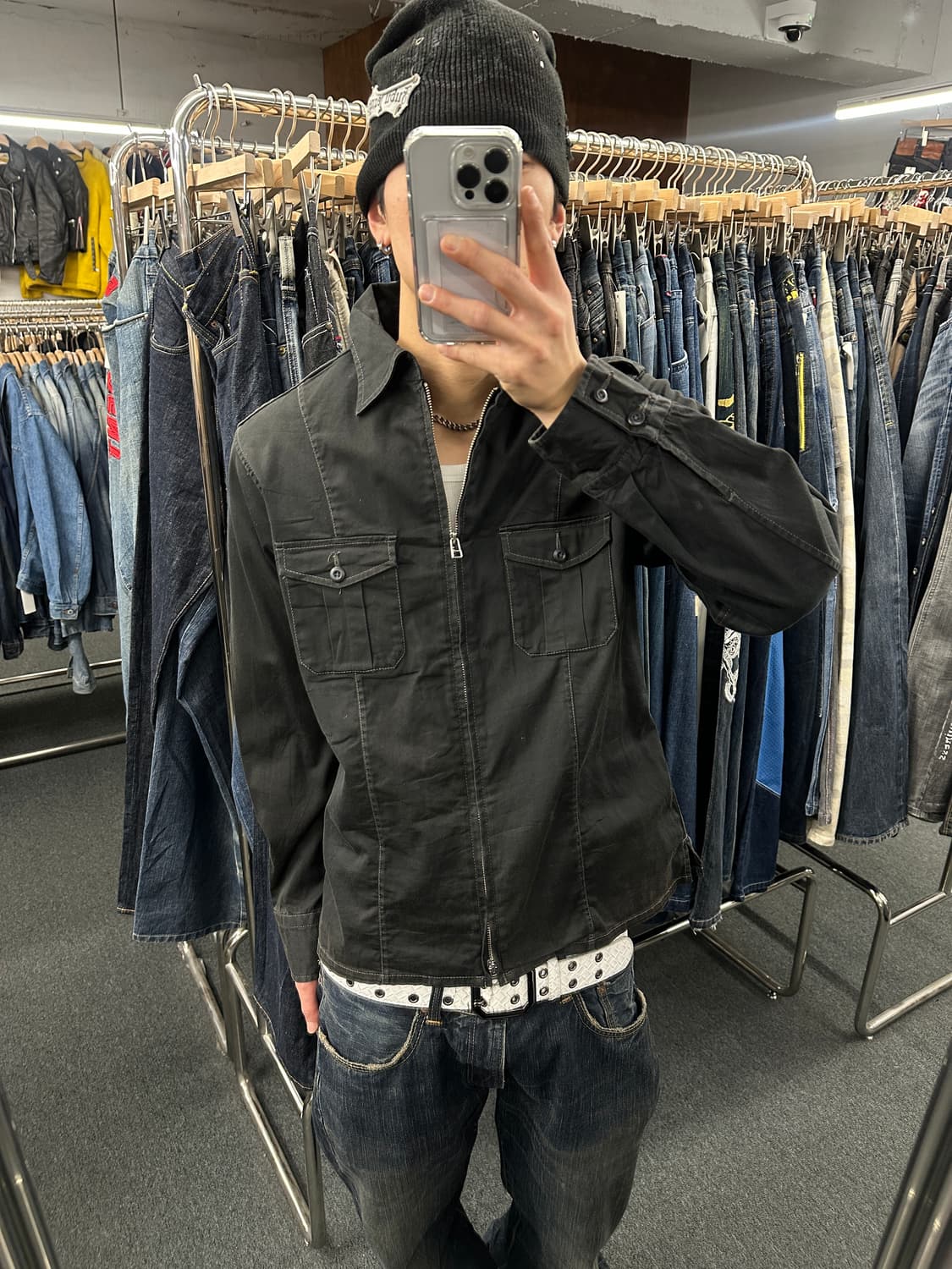 XL) 재패니즈 빈티지 블랙 집업 자켓 상품이미지2