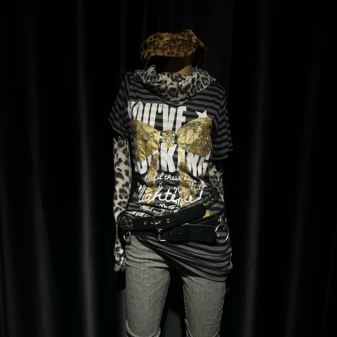 단가라 루즈 반팔 탑 상품이미지3