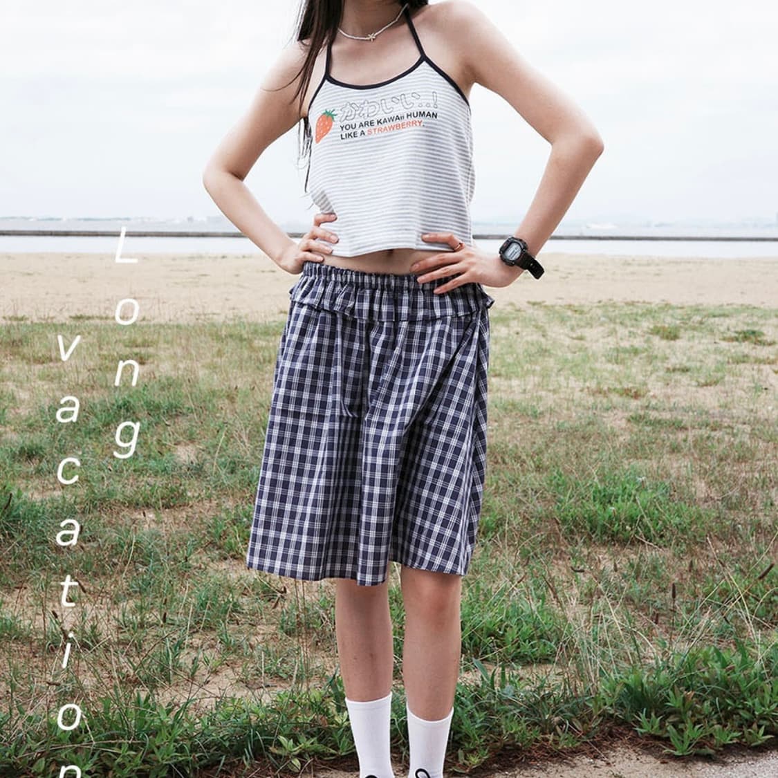 원더비지터 체크 플레어 미디 스커트 상품이미지2