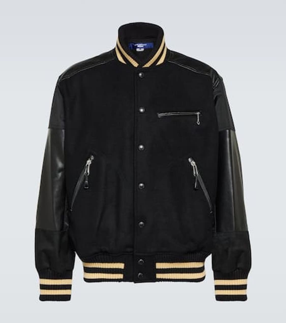 준야와타나베 블랙 울 및 나일론 혼방 바시티 재킷 상품이미지1