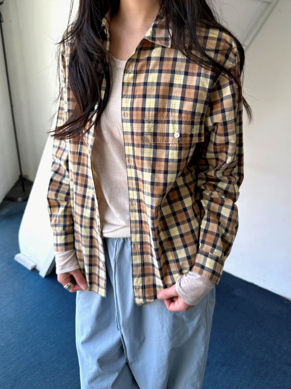 Light cotton design check shirt 상품이미지7