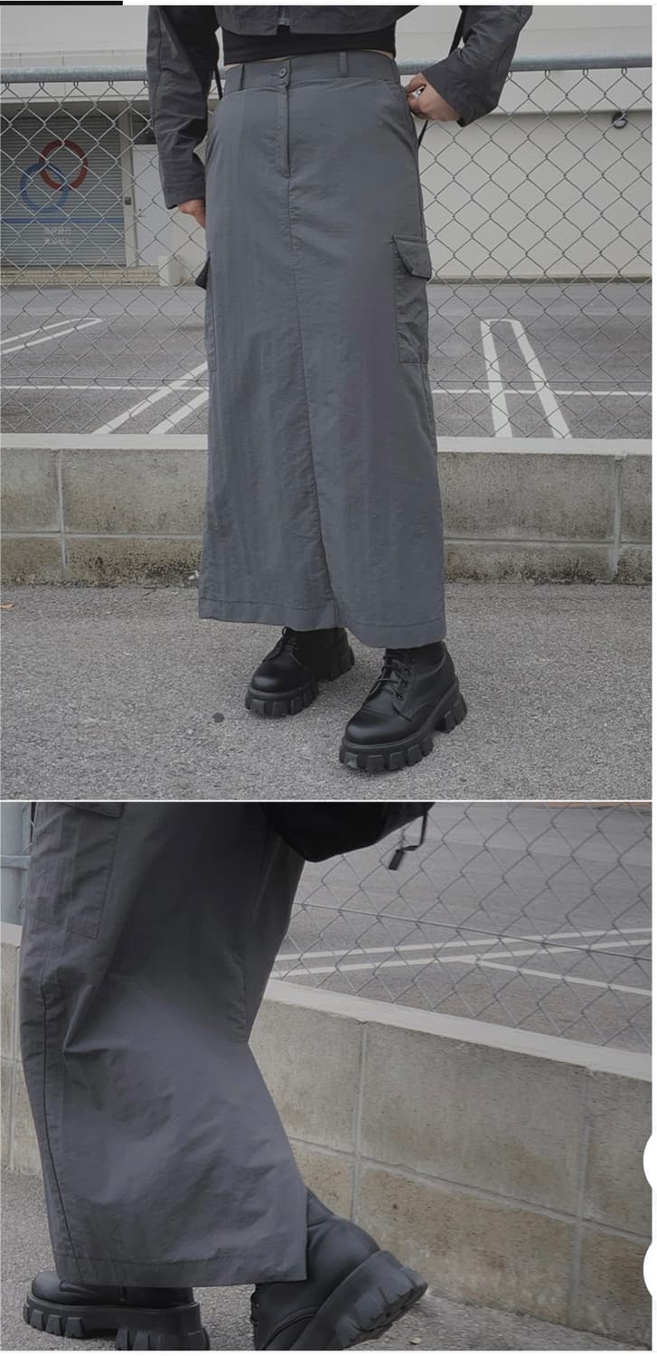 하비언니 made 유니크 나일론 카고 포켓 롱스커트 상품이미지5