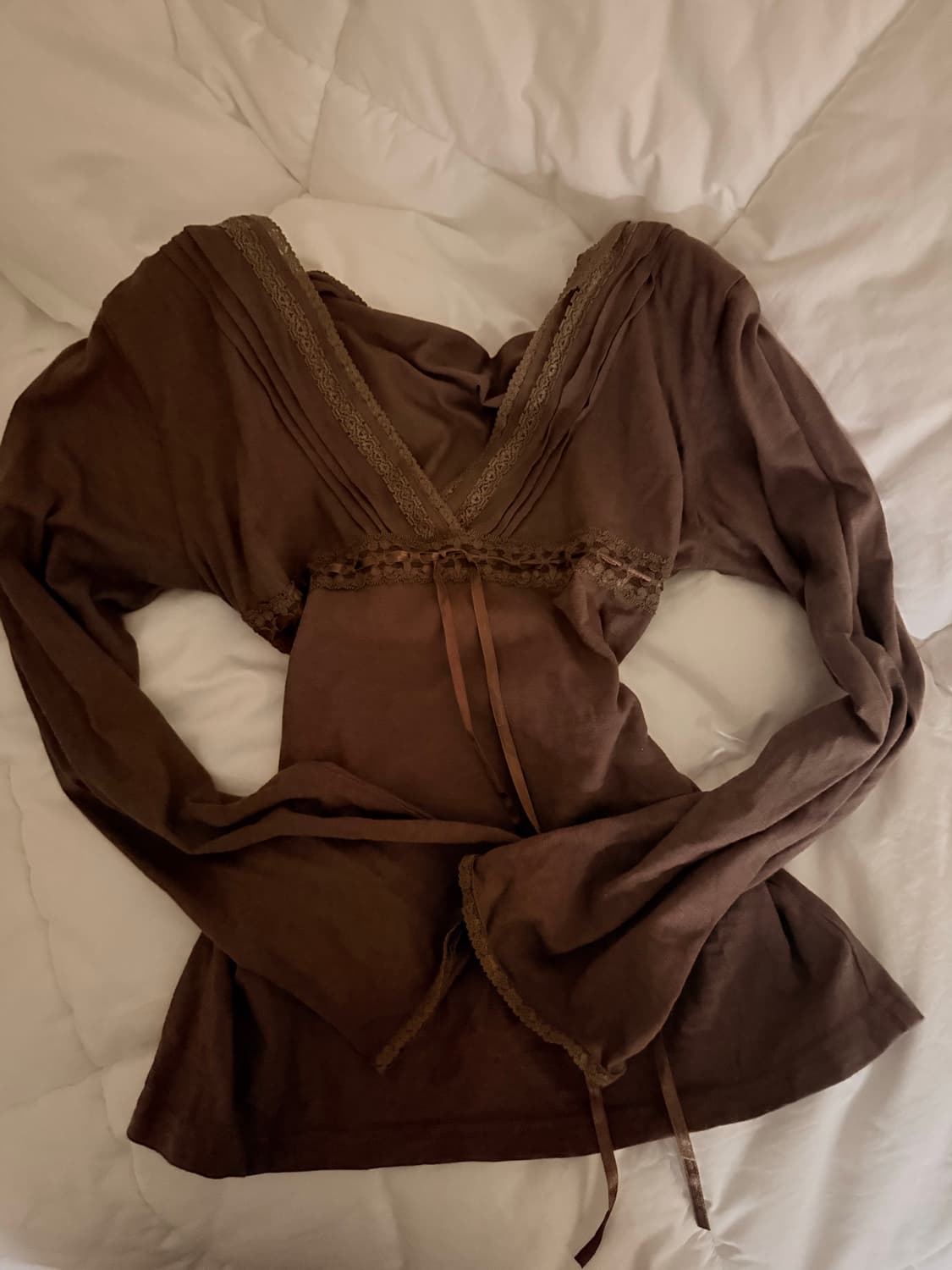 브라운 레이스 롱슬리브 탑  상품이미지1