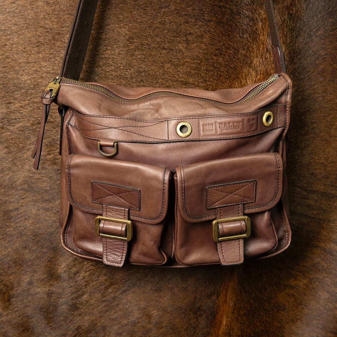 90s~ 발리 Bally 이태리 메이드 레더 크로스 백 브라운  상품이미지2