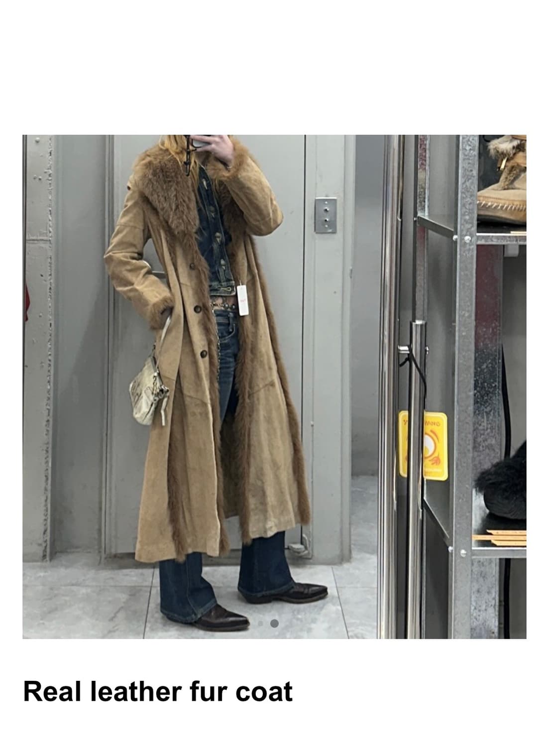 빈티지 야에 리얼레더 퍼 코트 상품이미지4