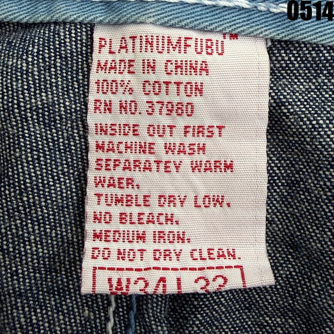 FUBU 플래티넘 와이드핏 팻알버트 자수 데님 팬츠 W34L32 0514 상품이미지4