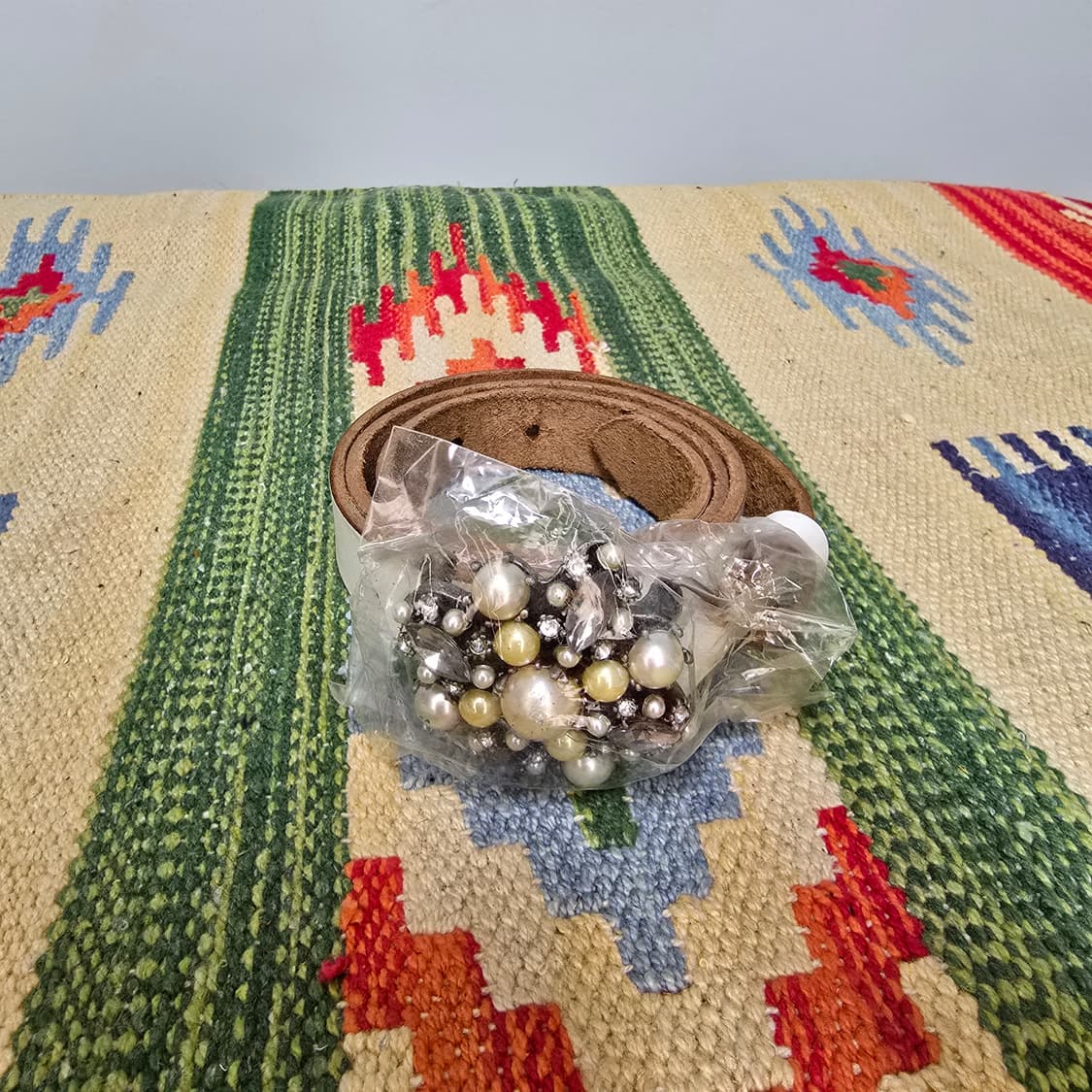 Japan Global Work Shuca카우하이드 보석장식버클 슬림벨트 상품이미지1