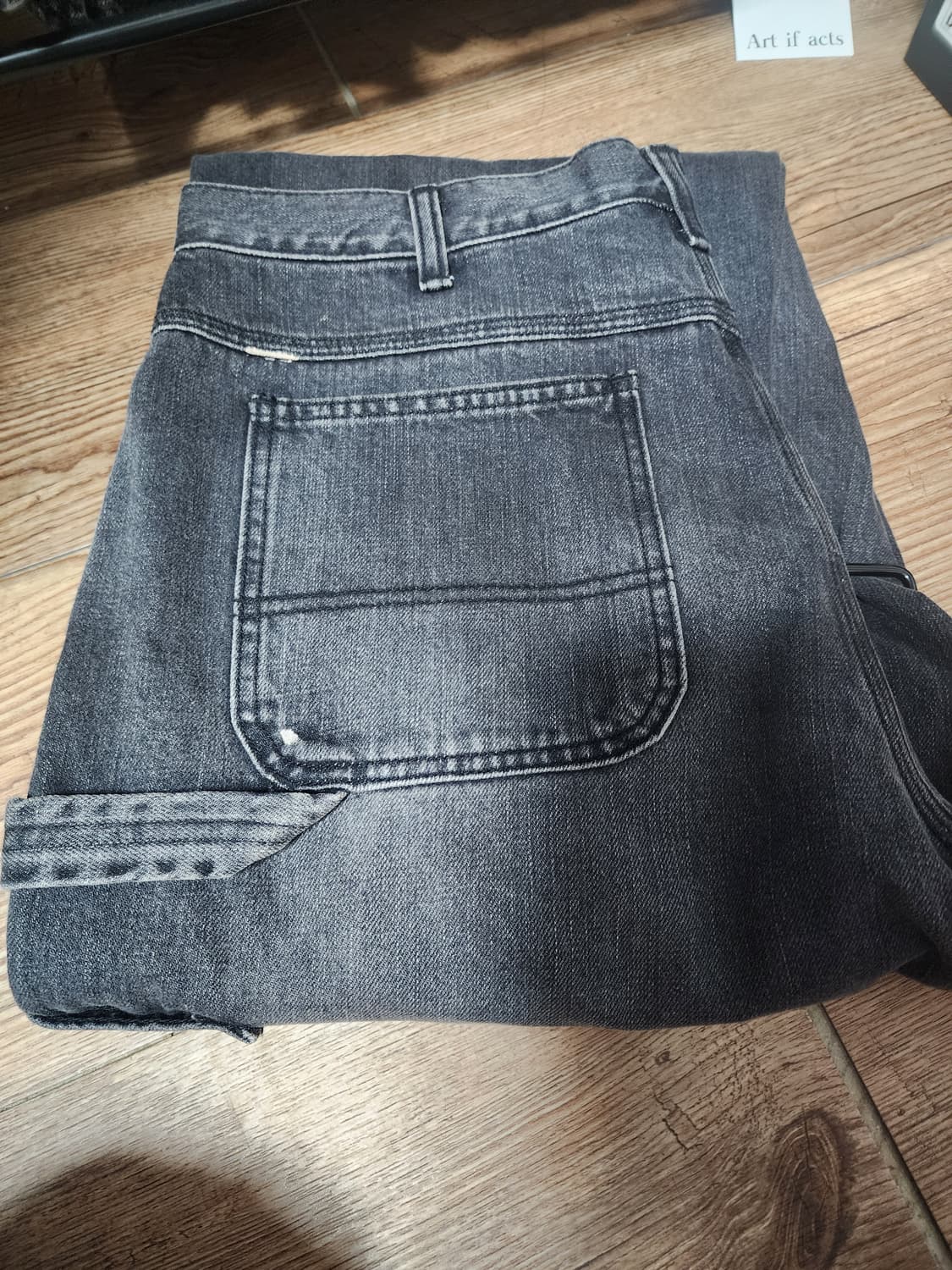 [XL] 아트이프액츠 오일 워시드 데님 카펜터 팬츠 유즈드 블랙 상품이미지5