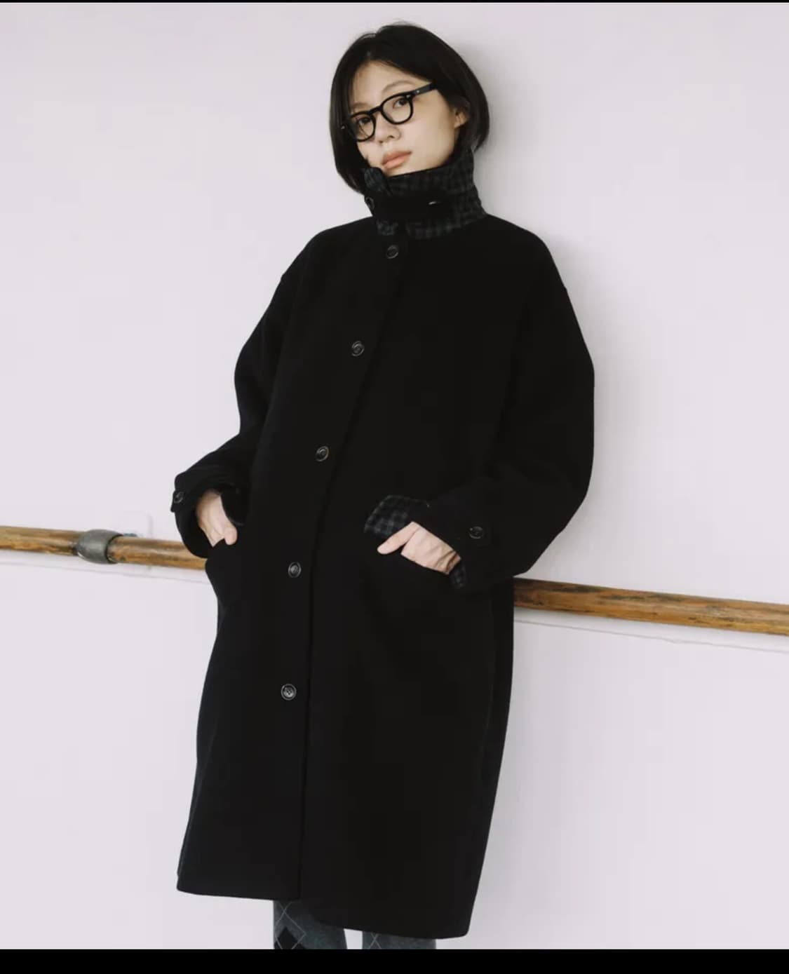 오헤시오 체크 울 롱코트(새상품) 상품이미지1