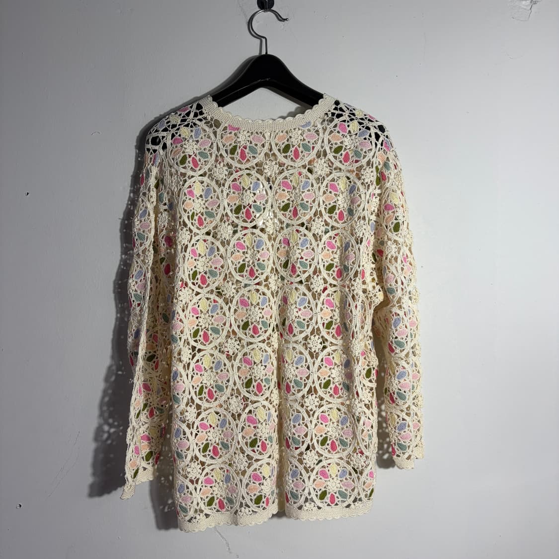 빈티지 모리걸 플라워 패턴 크림 그물니트 (무료배송) 상품이미지3