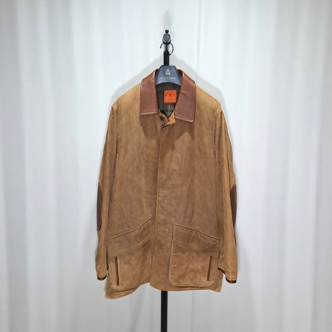 (택포) 시어링 가죽 퀼팅 자켓 잉글랜드 트위드 원단 120 B478 상품이미지1