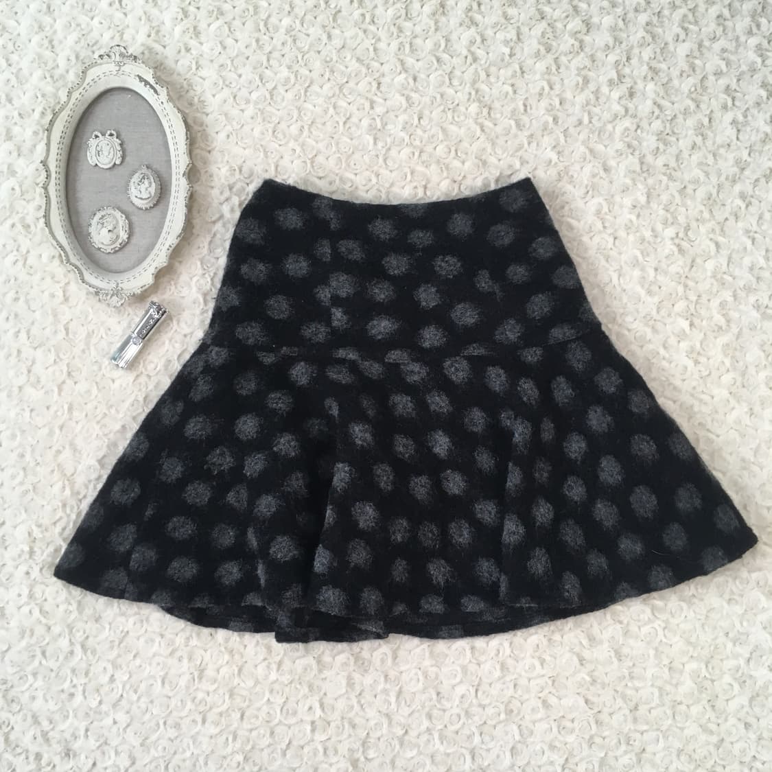 jpn vintage black charcoal dot wool sk 상품이미지1