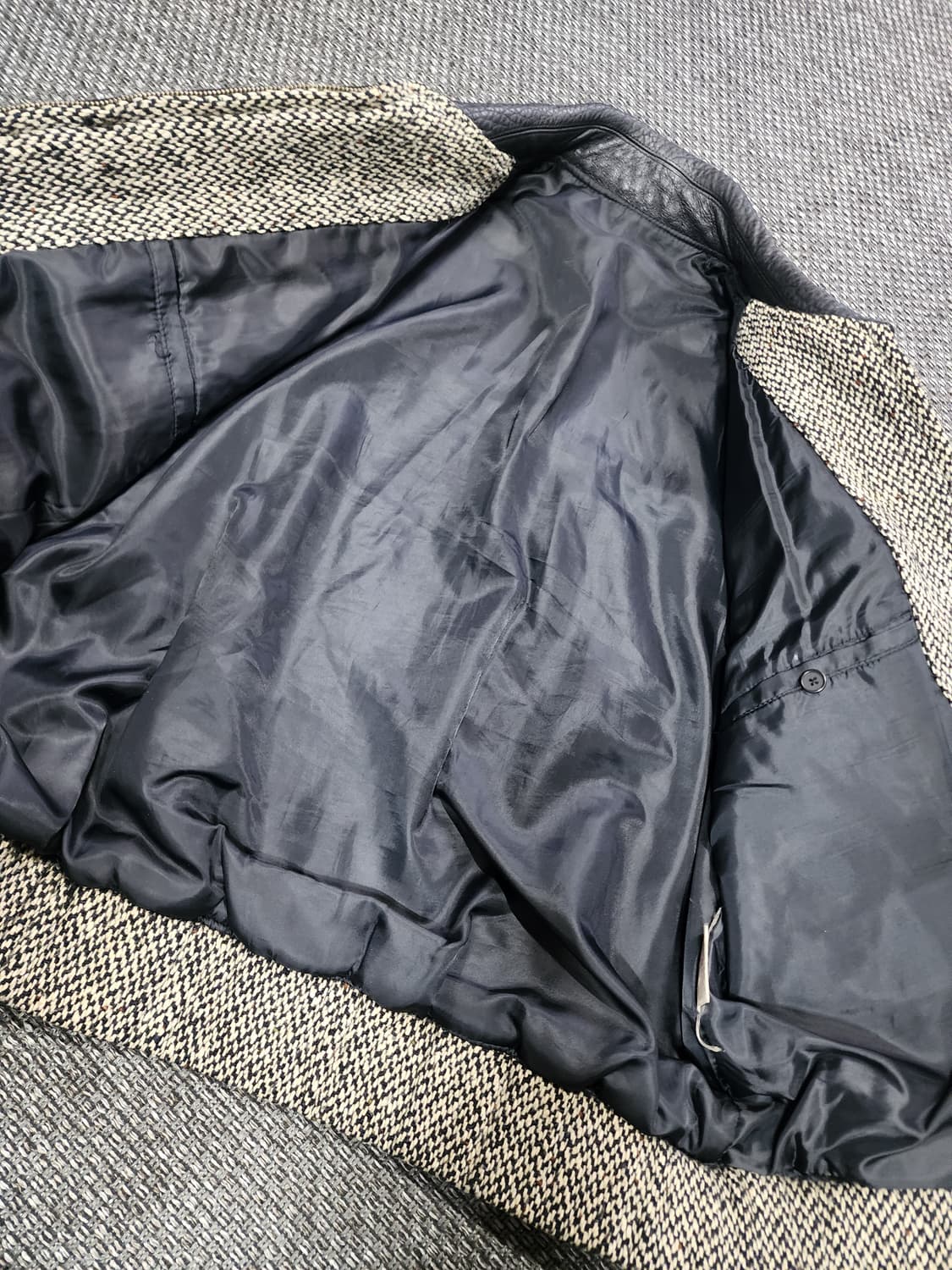 빈티지 레녹스 가죽 트위드 배색 자켓  105 상품이미지8