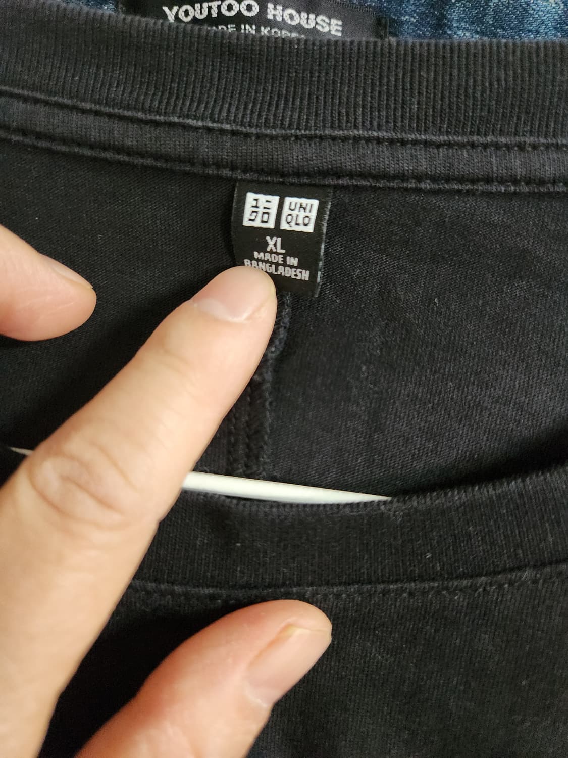 유니클로 블랙 가오리핏 칠부 소매 티셔츠F 상품이미지4