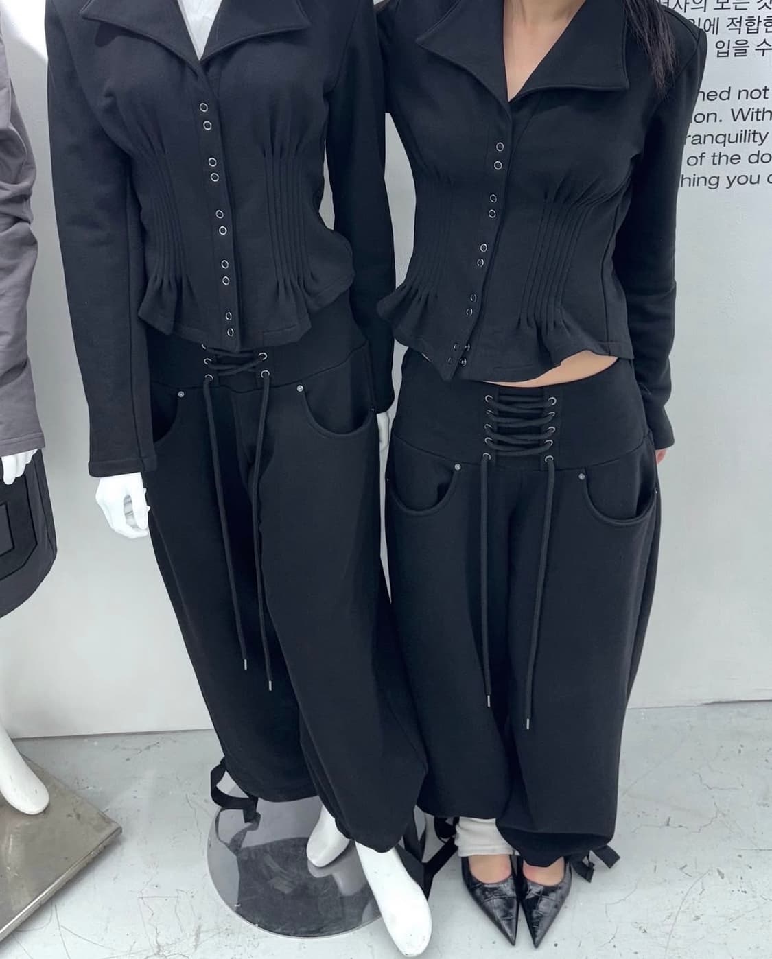 공일공사 0104 레이스업 와이드 스웻 팬츠 상품이미지2