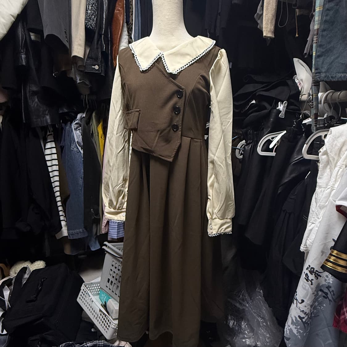 빈티지 브라운 카라원피스 상품이미지1