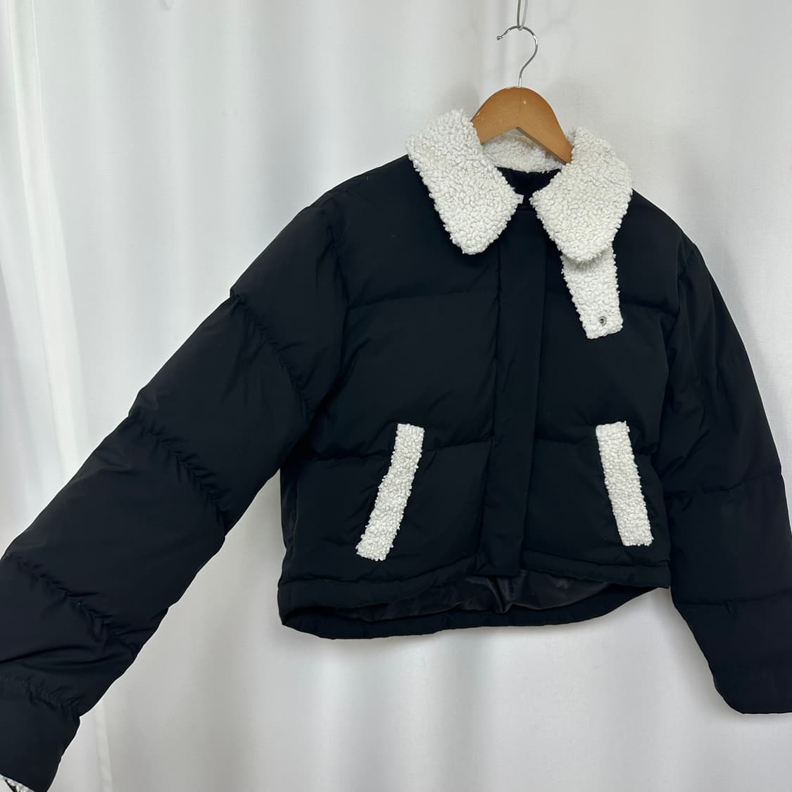 키르시 여자 크롭 패딩 오리털 검정 1 (44-55추천)  상품이미지2