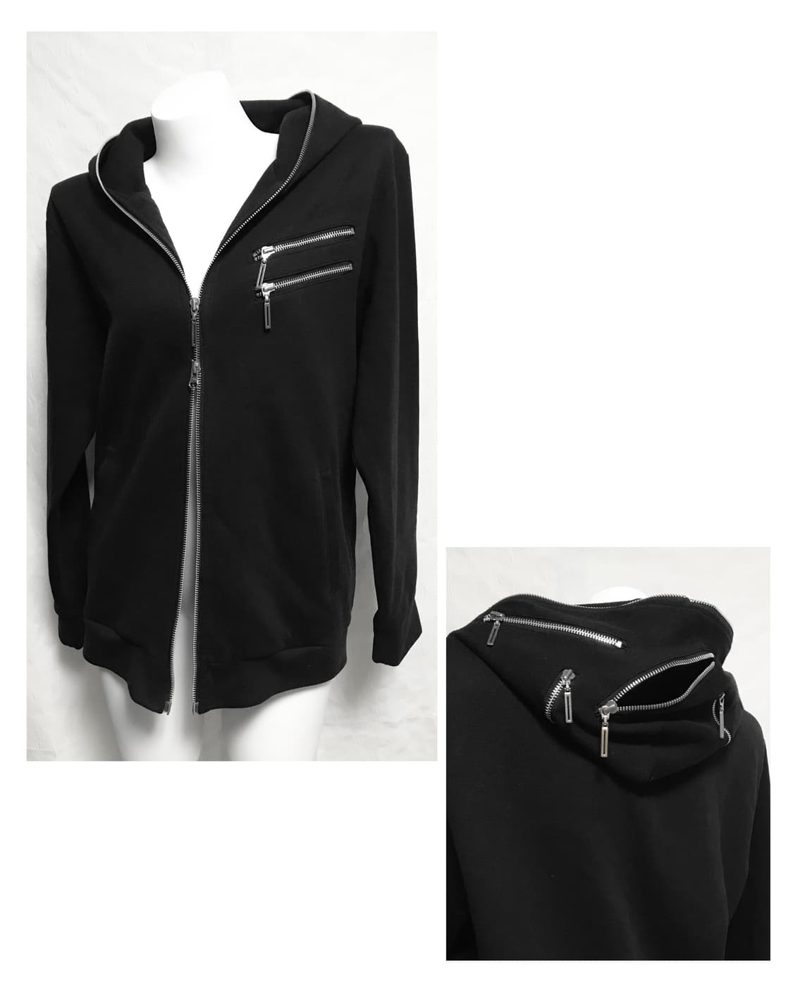 빈티지 펑크 지퍼 디테일 투웨이 풀 집업 후드 상품이미지1