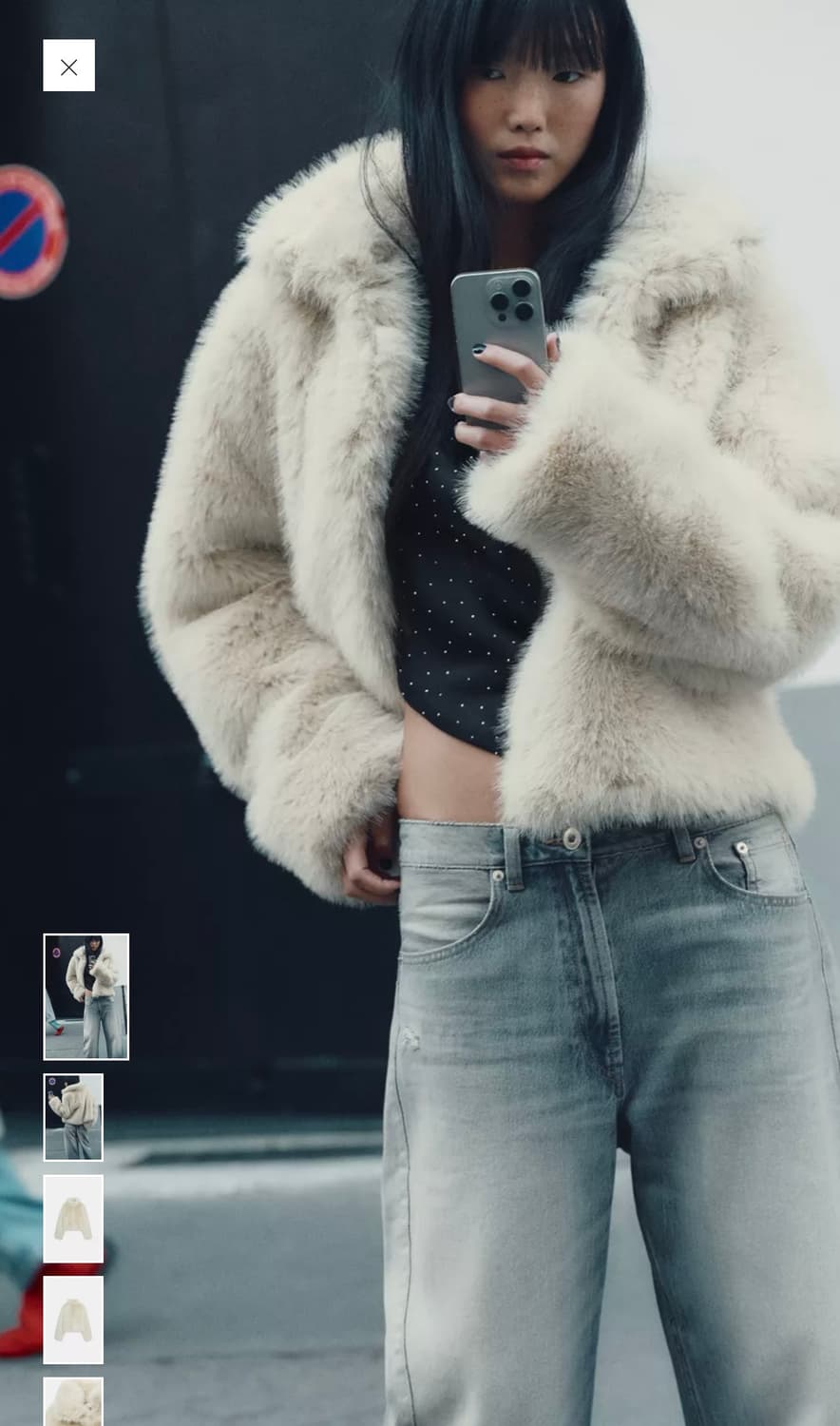 자라 라이트 베이지 숏 퍼코트 퍼자켓 xs 상품이미지1