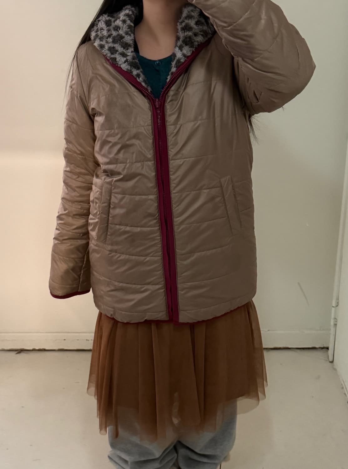 일본빈티지 갸루 리버시블 호피 점퍼 상품이미지4