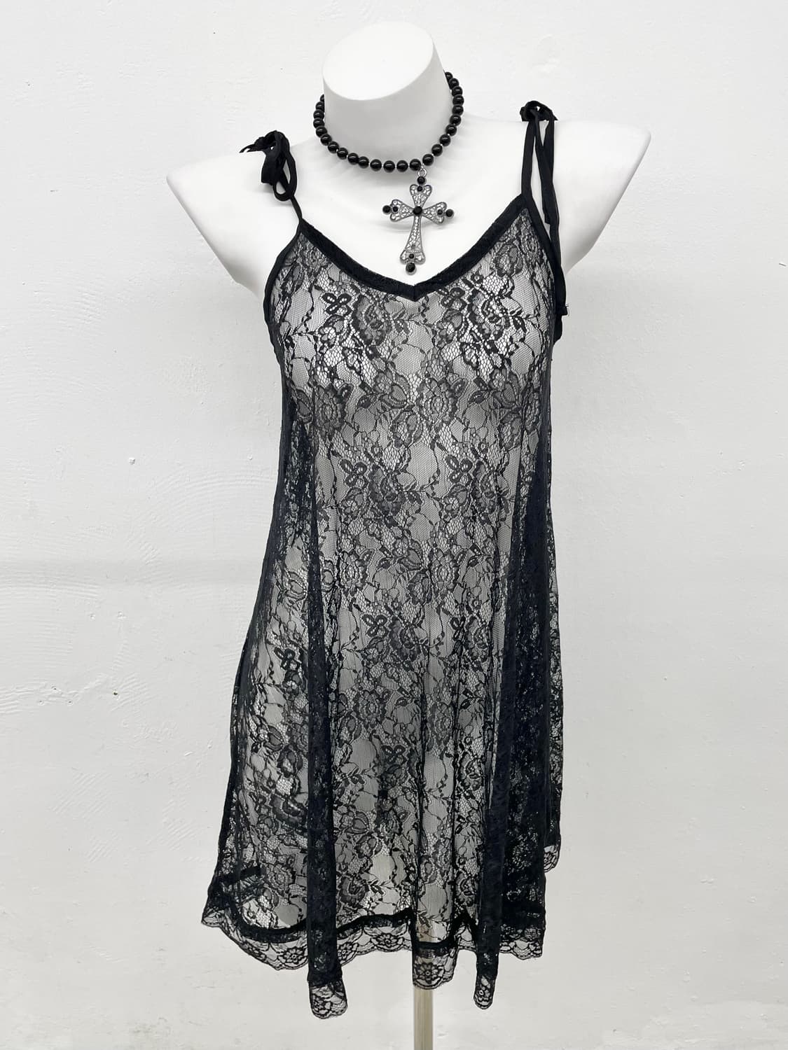 블랙 레이스 레이어드 슬립 상품이미지1