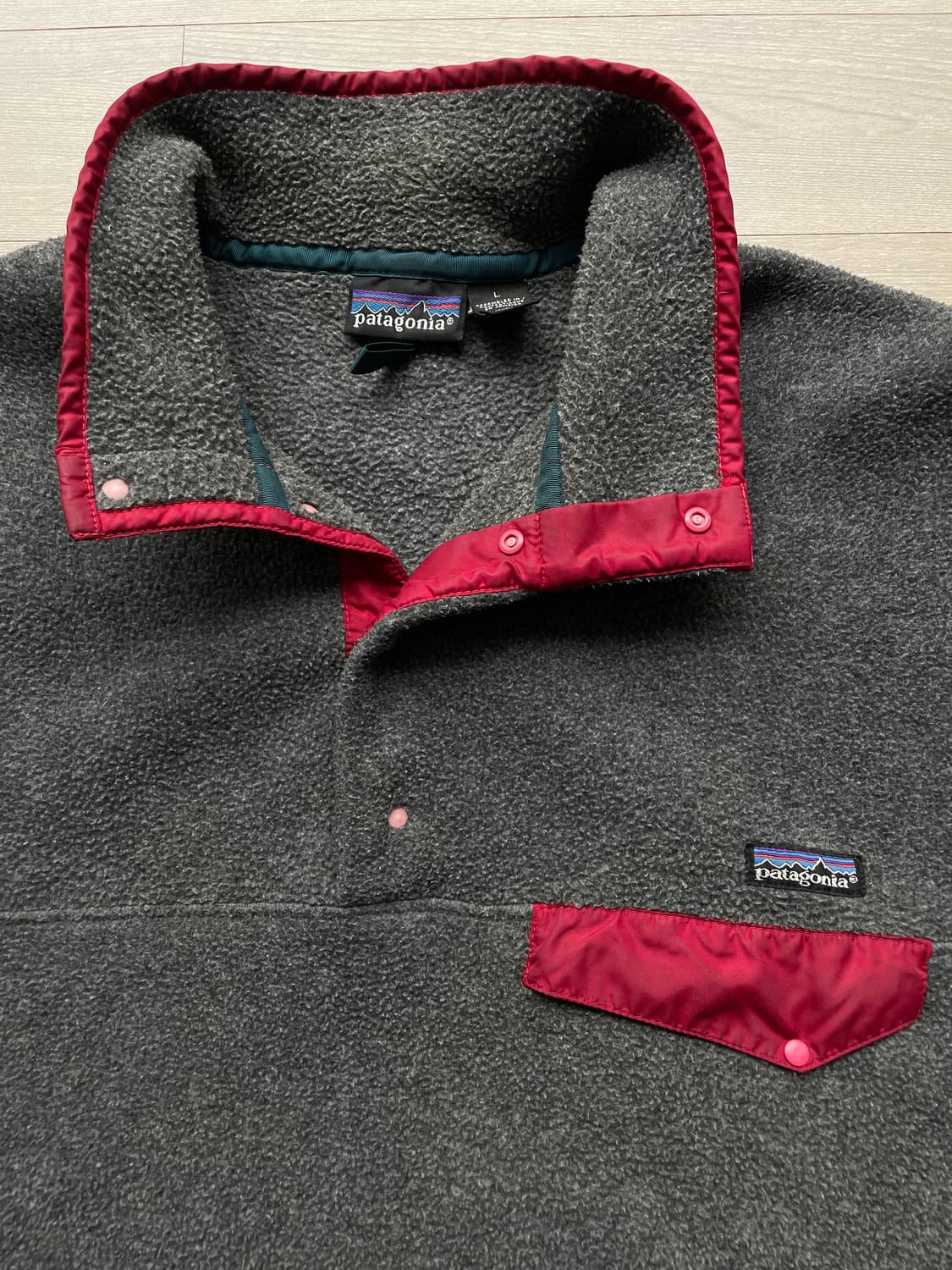 90s 파타고니아 신칠라 니켈 그레이 레드 플리스 patagonia 상품이미지4