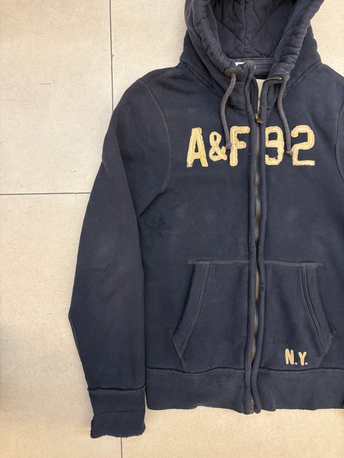 아베크롬비 AF92 디스트레스드 후드집업 네이비 상품이미지5