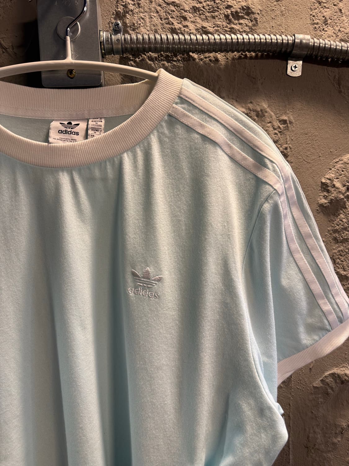 M 아디다스 adidas 트레포일 3선 레이스업 반팔 티셔츠 민트 상품이미지3