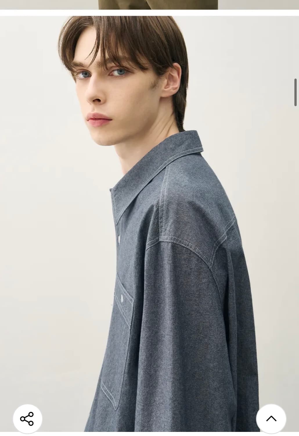 (XL) 드로우핏 워시드 코튼 샴브레이 워크 셔츠 [INDIGO] 판매 상품이미지8