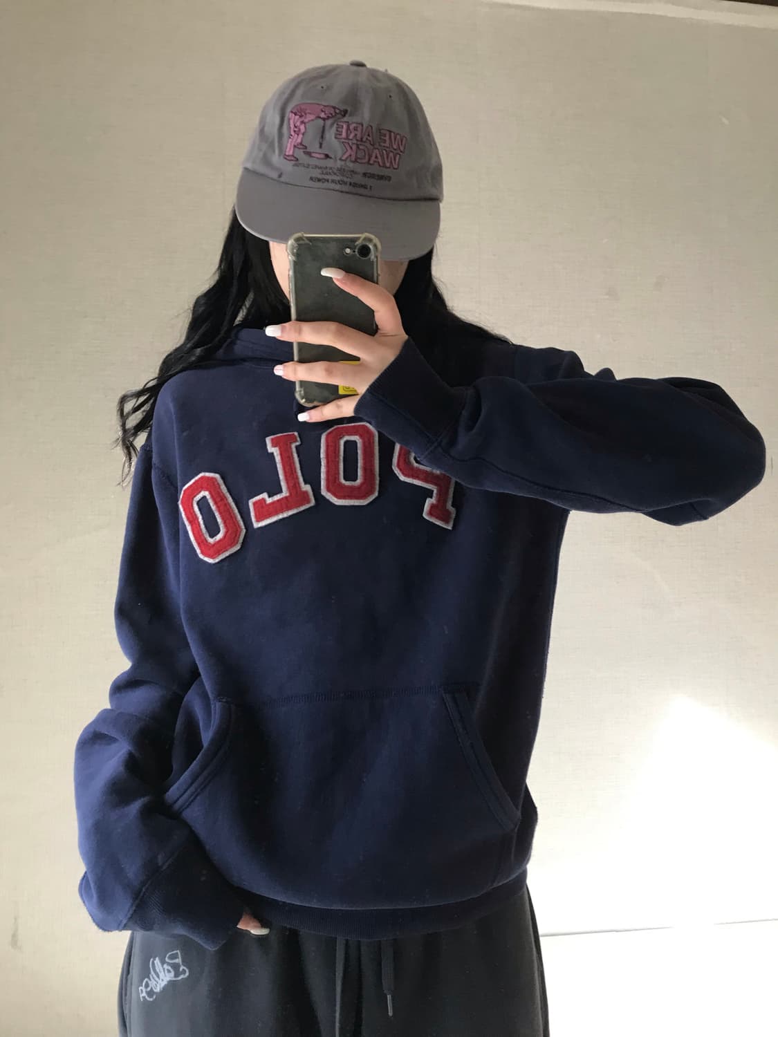 폴로 네이비 빅로고 후드티 상품이미지4