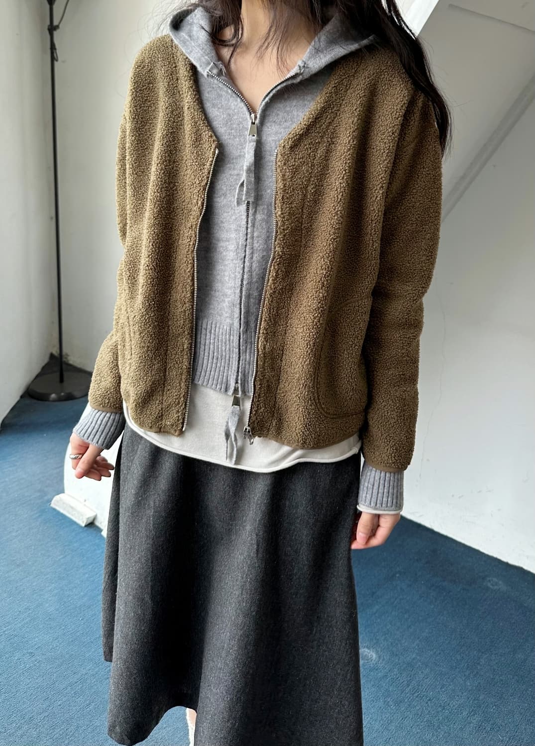 Design neck curly fleece blouson 상품이미지6