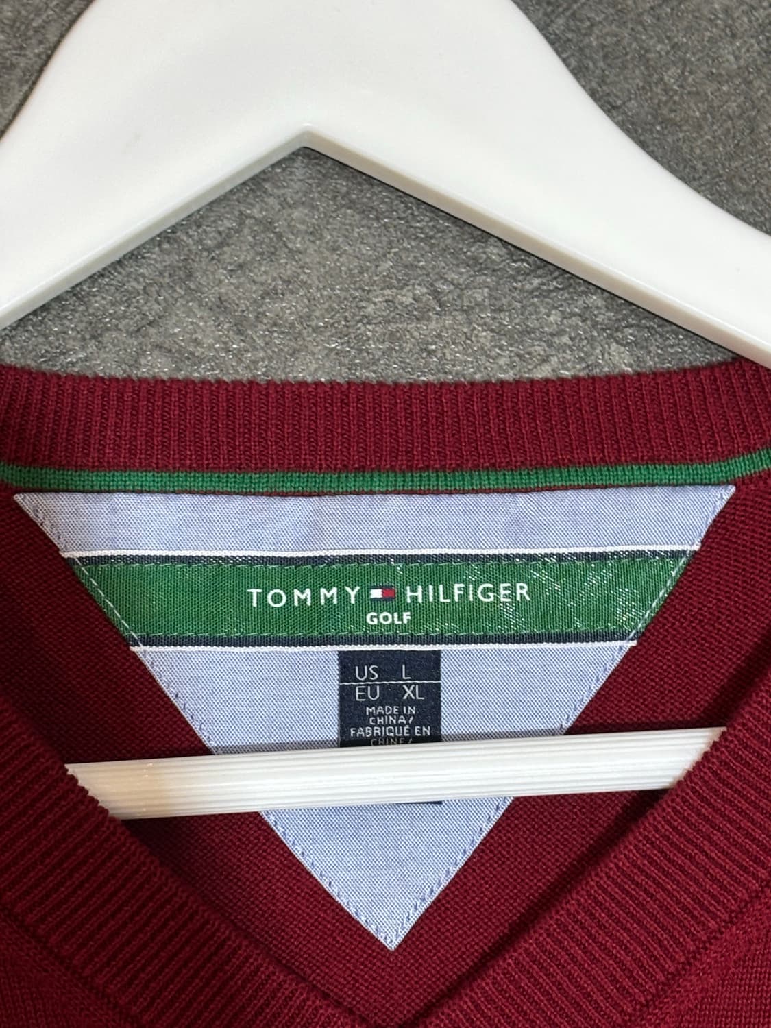 타미힐피거 니트조끼 버건디 XL사이즈 상품이미지5
