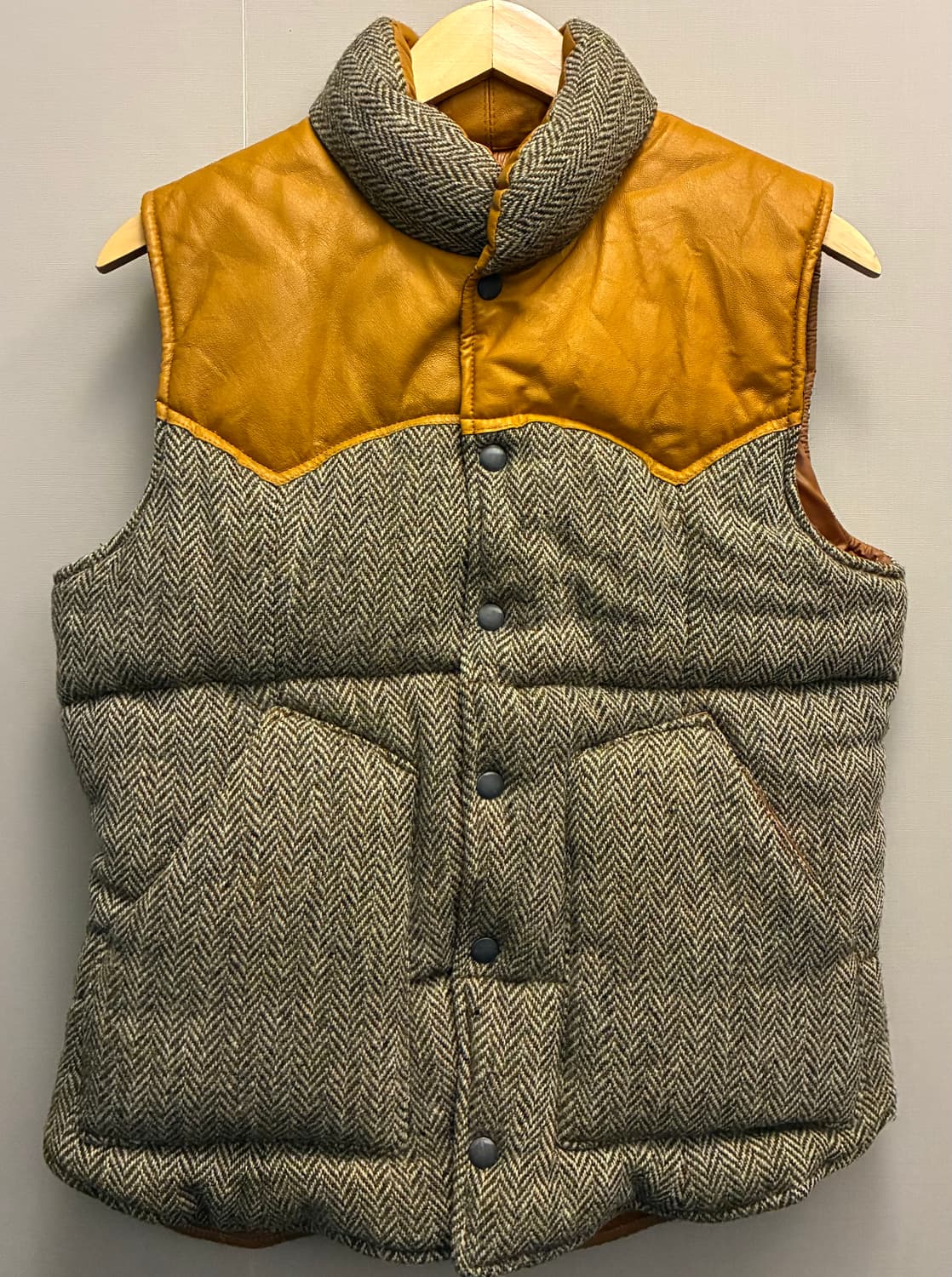 (S~M)USA 해리스트위드 x Cote mer 울 레더 다운 베스트 상품이미지1