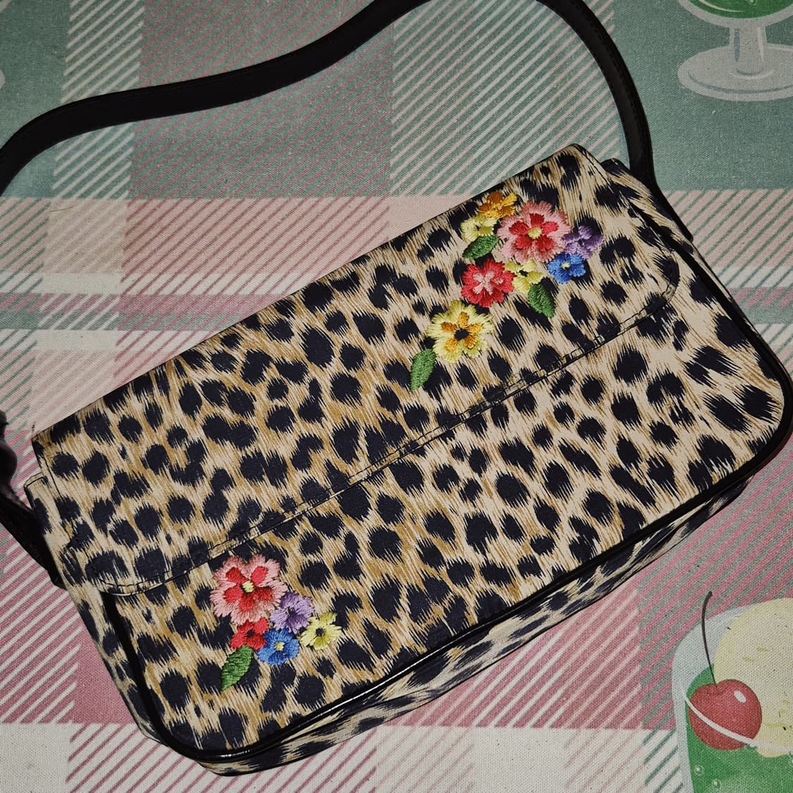 90s 모스키노 레오파드 새틴 벨트 핸드&숄더백 상품이미지10