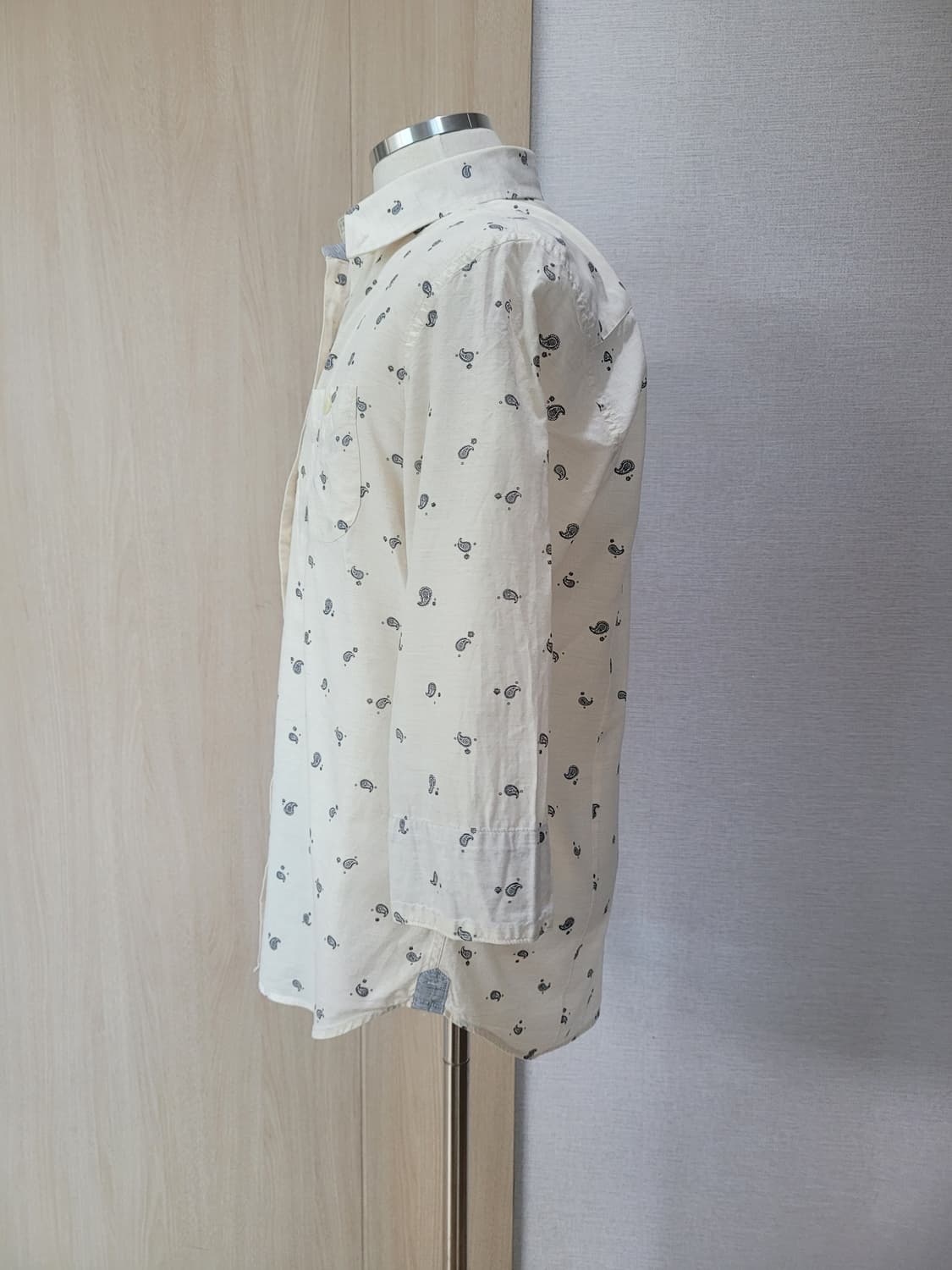 엠폴햄 Empolham 남자 페이즐리 패턴 7부 셔츠 100 아이보리  상품이미지5