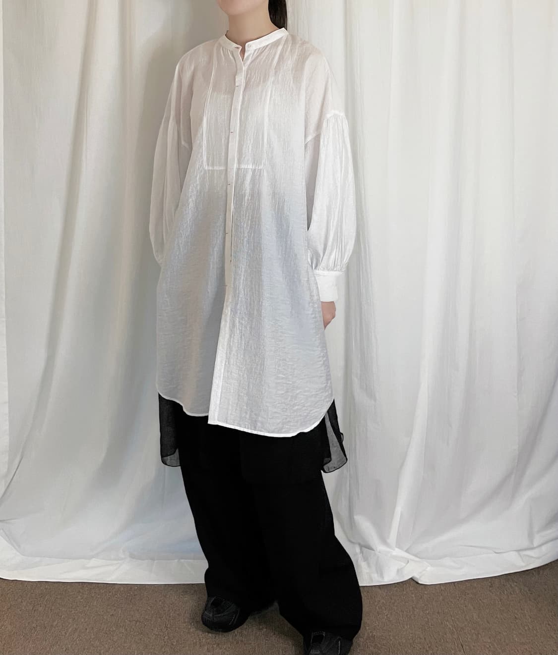 China Collar Long Shirt - White 상품이미지3