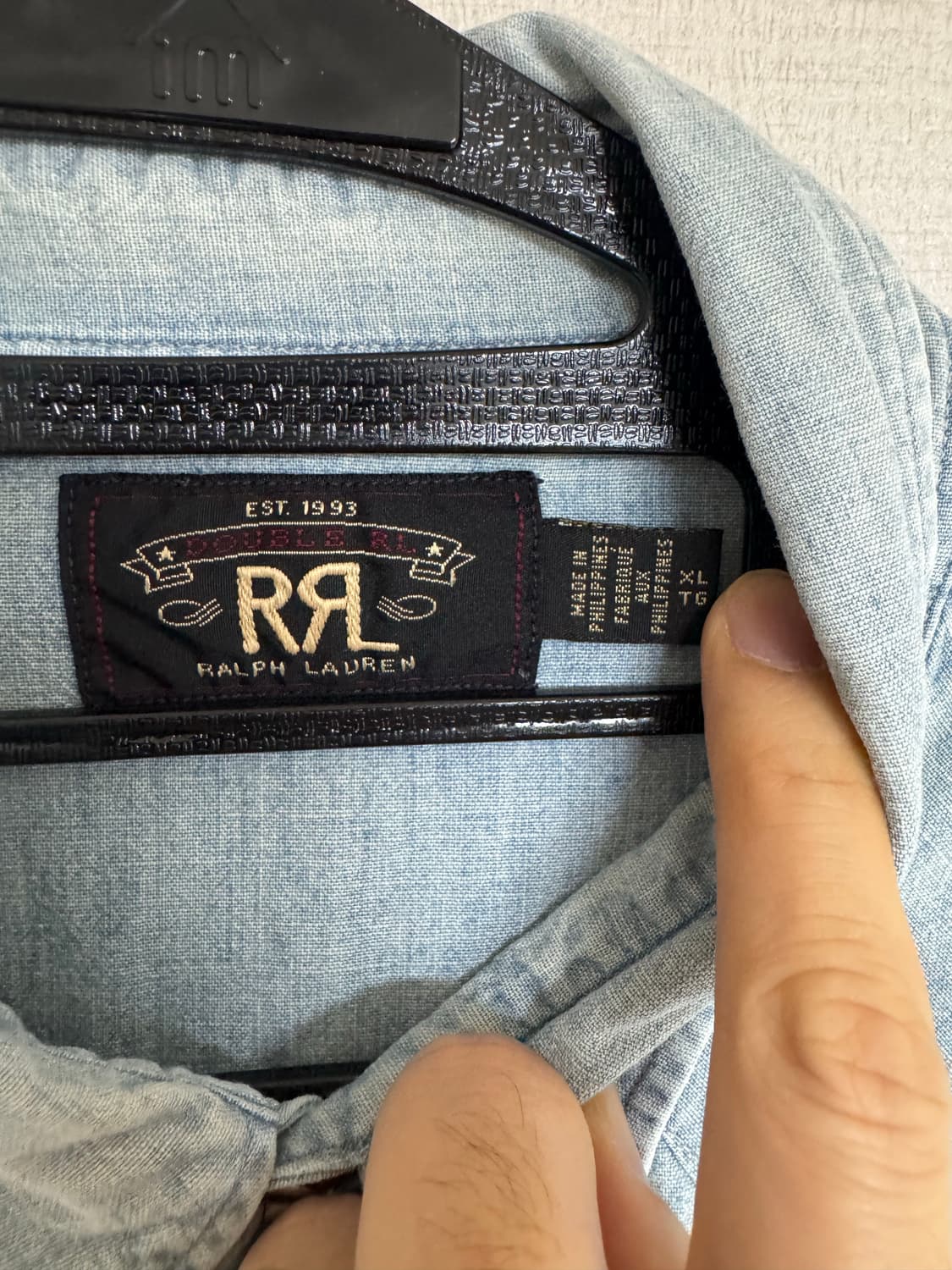 XL RRL 슬림 샴브레이 데님 웨스턴 셔츠 상품이미지2