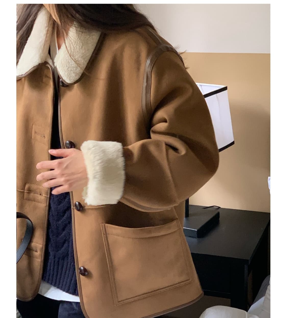 베이킹파우더 도매브랜드 리버시블 양털 하프 무스탕 상품이미지3