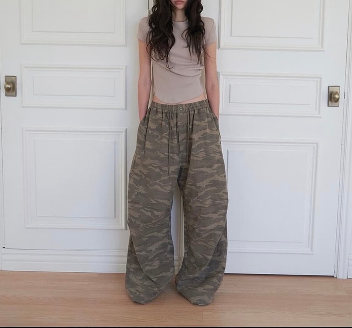 랑거 빈티지 밀리터리 카모 벌룬 와이드 팬츠 바지 상품이미지3