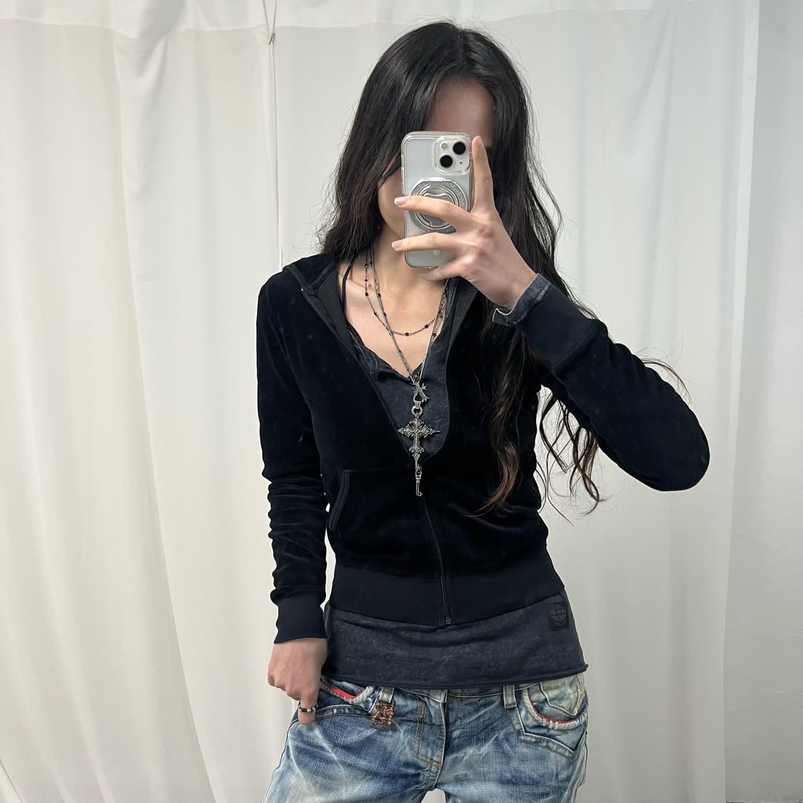 Juicy Couture Black Velour Hoodie Zip-up 상품이미지1