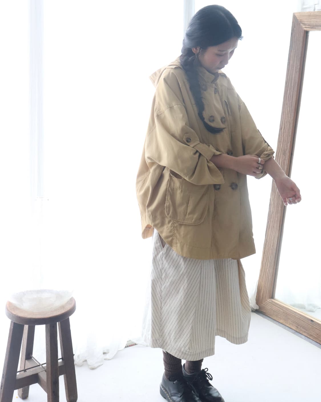 [Beams Heart] Double Button Hood Poncho 상품이미지2