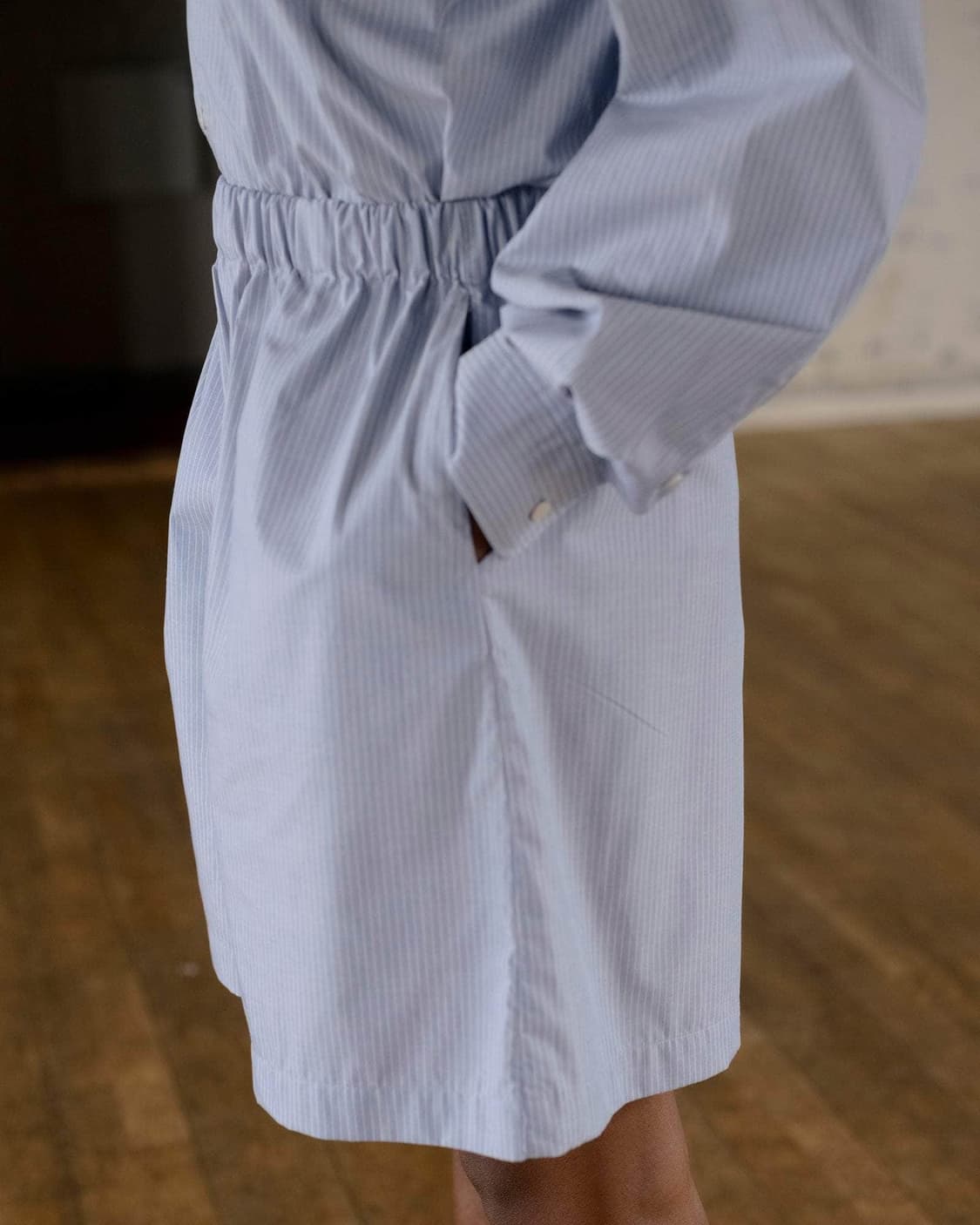 [XS,S,M]베이스레인지 Claude 오가닉 스트라이프 쇼츠/블루 상품이미지4