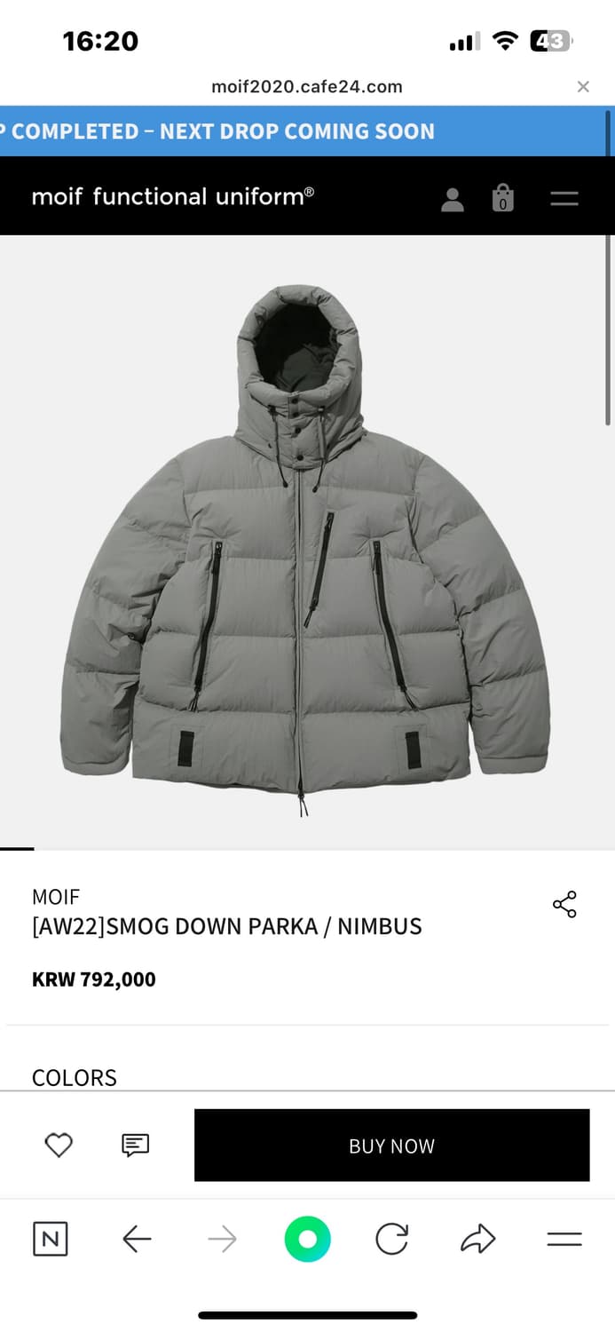 Moif 모이프 Smog down parka 3size 상품이미지1
